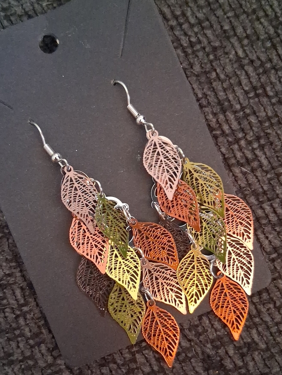 Nikki Picks Jewelry Jewelry - $8 Each Or Bundle 5/$20 Brown & Green Leaf Dangle Earrings
